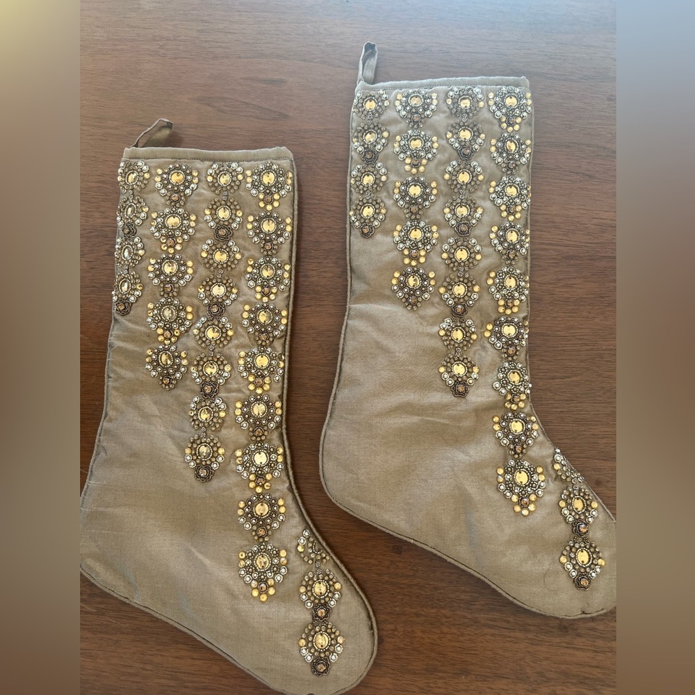 Sudha Pennathur Gold Beaded Christmas Stockings (2)